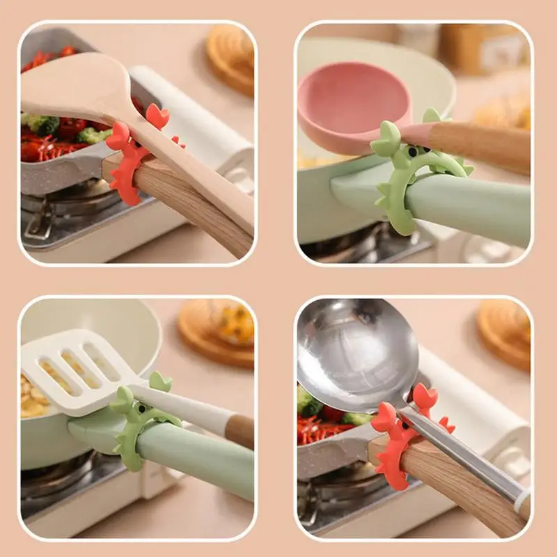 1PC Crab Shaped Silicone Kitchenware Sets Spill-Proof Spoon and Pot Lid Rack Multifunctional Spatula Shelves Kitchen Gadgets