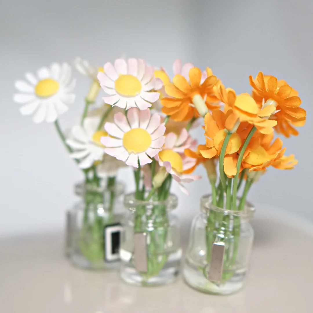 Vase Fridge Magnet Simulation Daisy Glass Magnetic Sticker Flower Home Decoration Message Sticker for Kitchen Refridgerator Gift