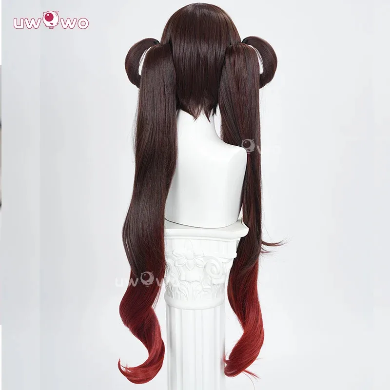 

CyUWOWO Hutao Wig Game Genshin Impact Hutao Cherries Snow Laden outfit Cosplay Wig Long Brown Hair
