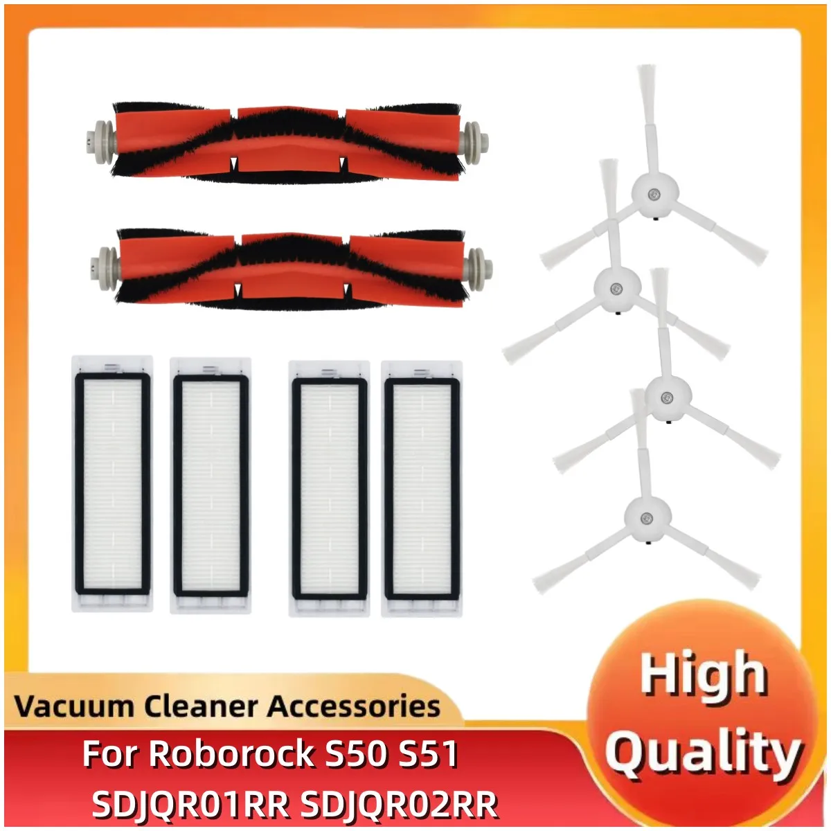 HEPA Filter + Side Brush + Main Brush for Xiaomi Mi Robot Vacuum Cleaner Parts Accessories Roborock S50 S51 SDJQR01RR SDJQR02RR