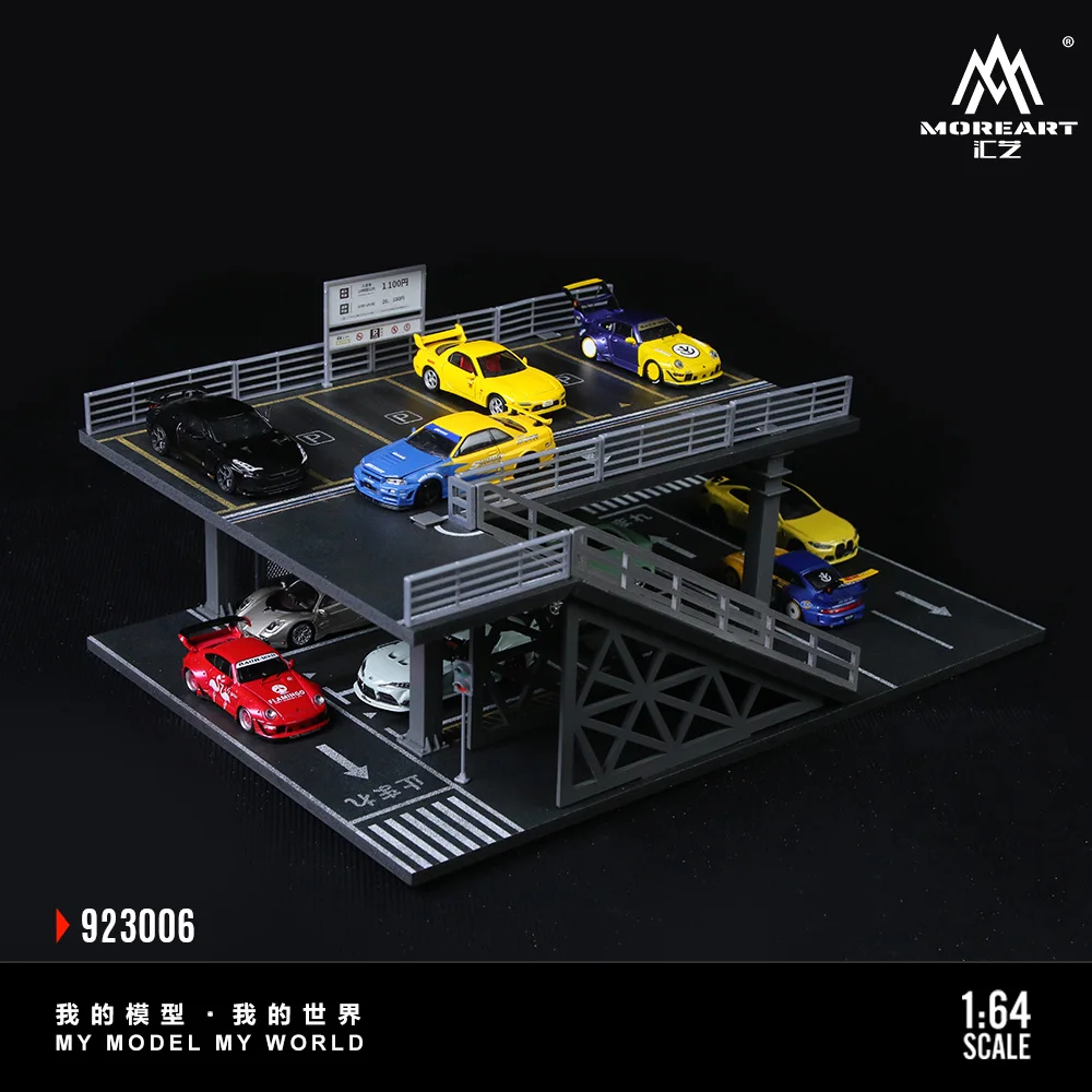 TimeMicro+MoreArt 1:64 Modelo de escena de espacio de estacionamiento estereoscópico con plataforma de marco de acero