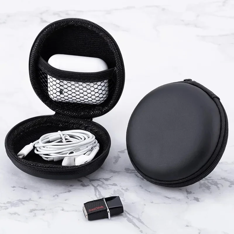 Earphone Storage Case PU Mini Carrying Hard Bag Box Case for Earphone Headphone Accessories Earbuds Memory Card USB Cable