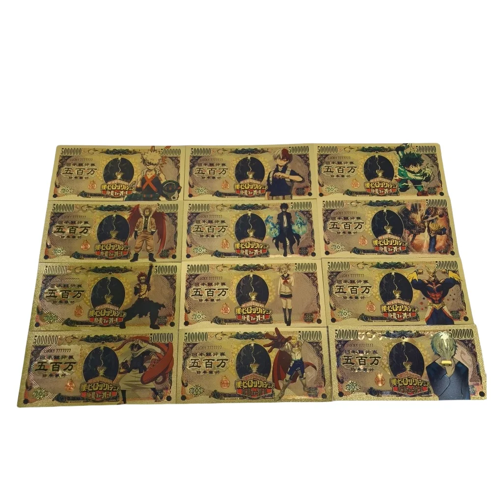 

Anime Character My Hero Academia Gold Banknote Midoriya Izuku Card Hobby Collection Gifts For Friends Kids