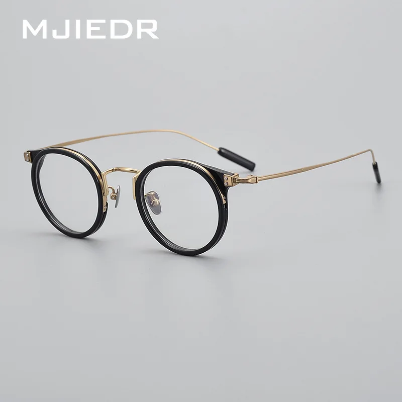 Top Quality Designer Handmade Acetate Titanium Prescription Glasses Frames Men Women Luxury Round Eyeglass Frame Large Eyewear