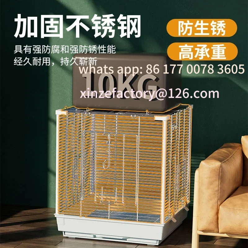 

Customizable Bird cage Horizontal silk Stainless steel parrot cage Household large Xuanfeng tiger skin small sun special breedin