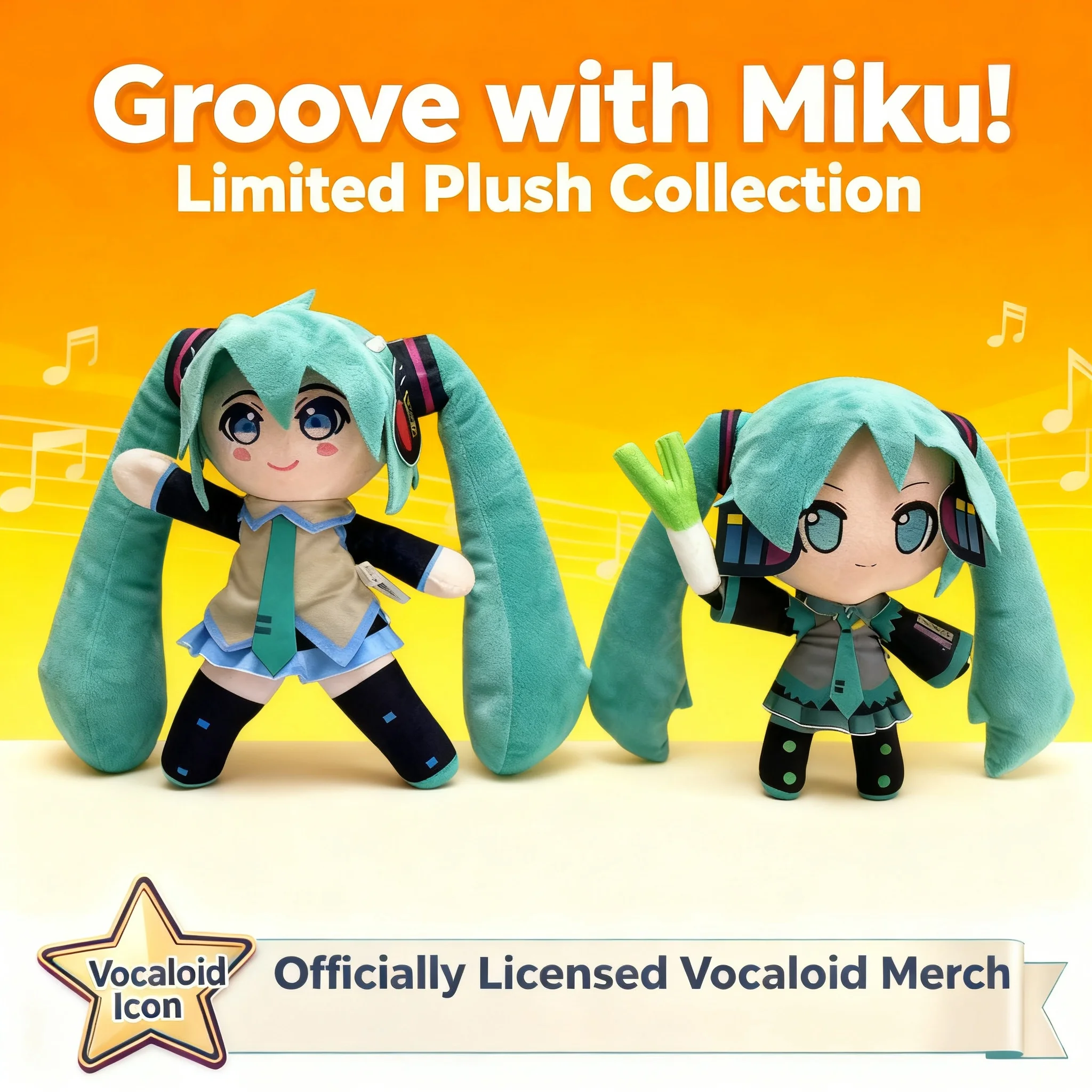 Muñeco de Peluche de Hatsune Miku con Leek, Personaje de Anime Vocaloid, Figura Coleccionable, Juguete de Peluche Suave, Regalo para Fans
