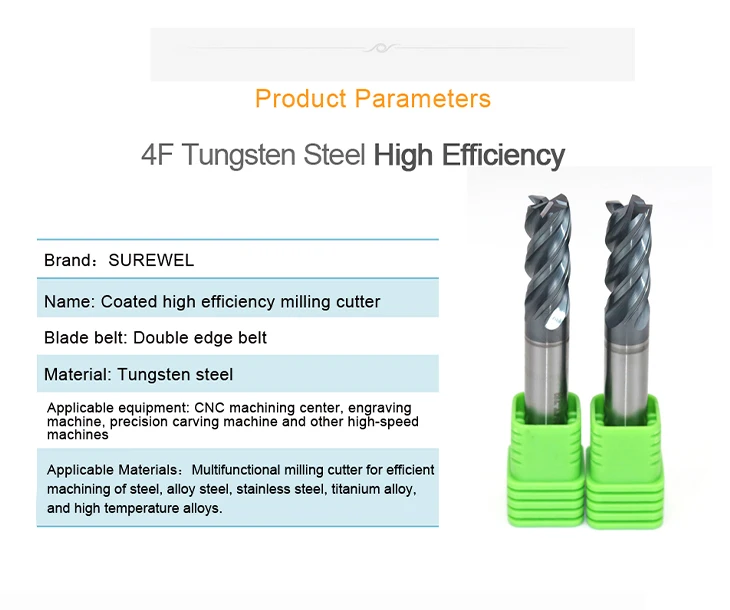 SUREWEL 4-schneidige Vollhartmetall-Fräser Bevorzugte Wahl für die Stahlbearbeitung 1mm 1,2mm 1,4mm 1,5mm 1,8mm 2mm 2,5mm 3mm 4mm – Detail 5