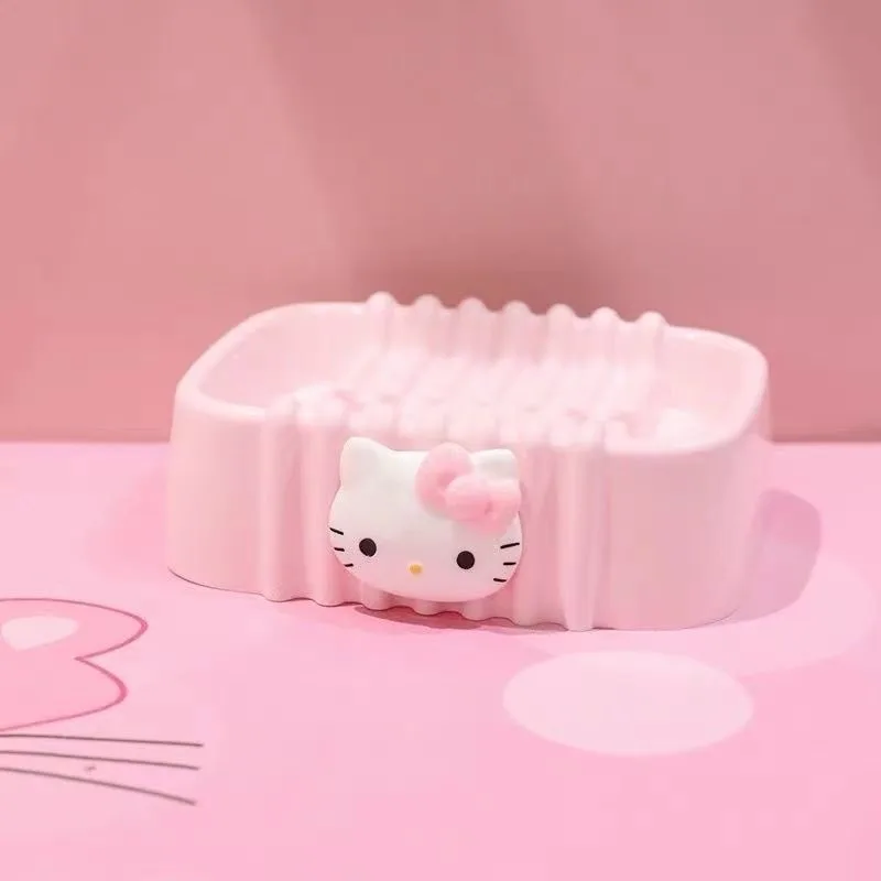 

HelloKitty Cartoon Soap Box Personality Creativity Cute Drain Household Bathroom Travel Lid Storage Box Kitchen Soap Box