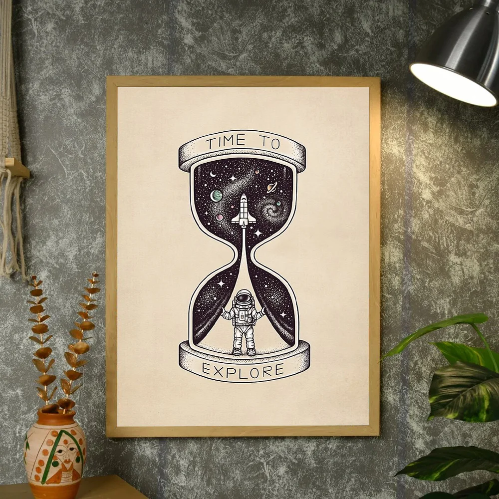 رائد فضاء الفضاء قماش جدار الفن غالاكسي الكون طباعة ريترو الخيال العلمي ديكور هدية ديكور المنزل