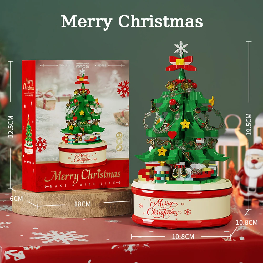 メリークリスマス おもちゃのツリー オルゴール 組み立てブロック クリスマスおもちゃ ギフト デコレーション DIYクリスマスギフト用