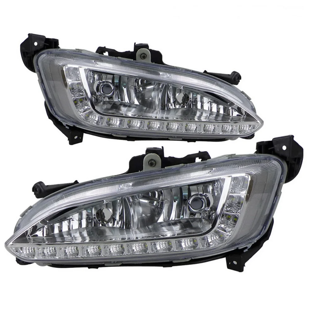 July King Car Fog Lamp Assembly Compatible for Hyundai 2013 Santa Fe AU / IX45 2012, 6000K LED Daytime Running Lights DRL