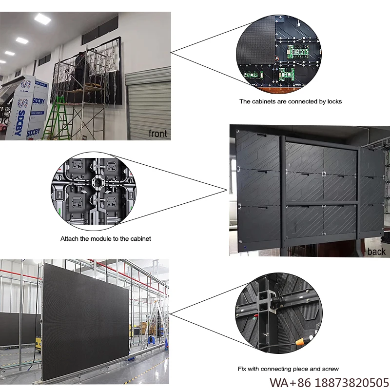 LED-Anzeige, energiesparend, kleiner Spitch P1.25 P1.538 P1.86 P2 P2.5 Vollfarbe, 640 x 480 mm, Schrankgröße, Videowand für den Innenbereich