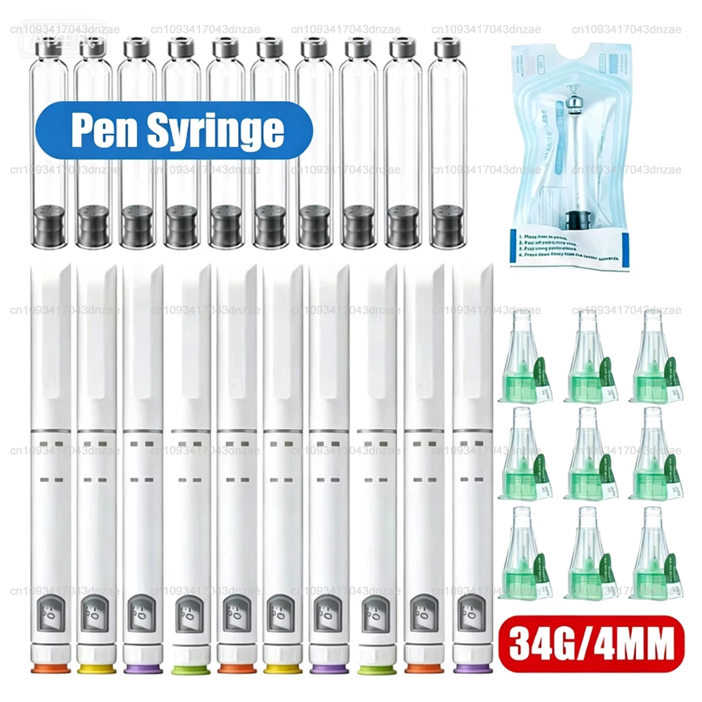 Disposable Sterile Magic Pen Sets, Beauty Pens, Adjustable-Dose Insulin Injection Pens 60U with 3ml Cartridges & 32G 4mm Pen Tip