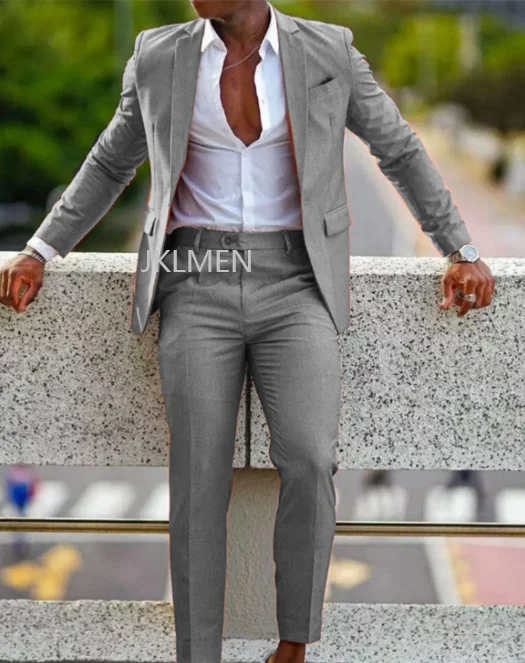 Traje Formal naranja para hombre, Blazer De solapa con muesca, hecho a medida esmoquin De moda, chaqueta De dos piezas + Pantalones Tr, para boda y