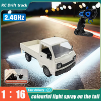 KF21 RC Car 1:16 Scale Remote Control Drift Climbing Truck with Spray LED Lights Off-Road Toy Gift for Kids Boys Indoor Outdoor