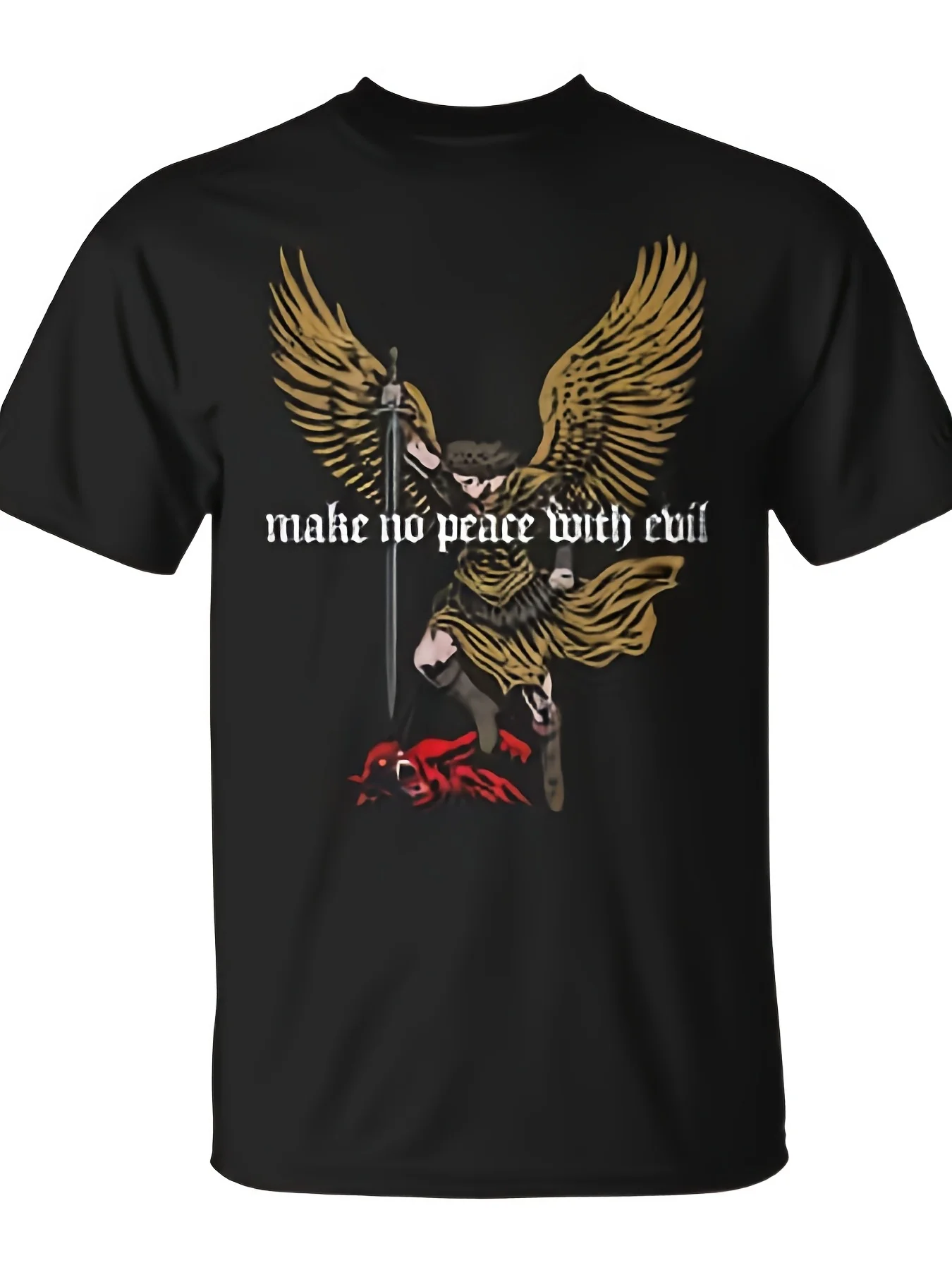 T-shirt Endless Angel Michael avec Démon sur le Dos, Monstery CAGive, Meilleurs Cadeaux de Noël, de Nouvel An et de Pâques pour les Proches et les Amis