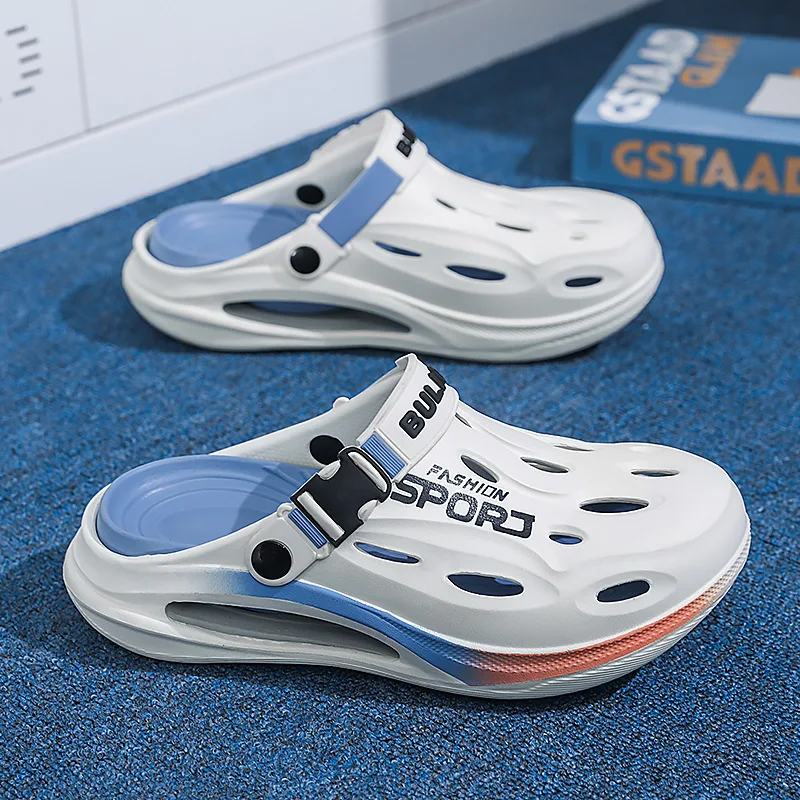 

Новые летние сабо с толстой подошвой и отверстиями, дышащие шлепанцы-баоту для пар, универсальные сандалии для студентов. EVA, пляжная обувь.