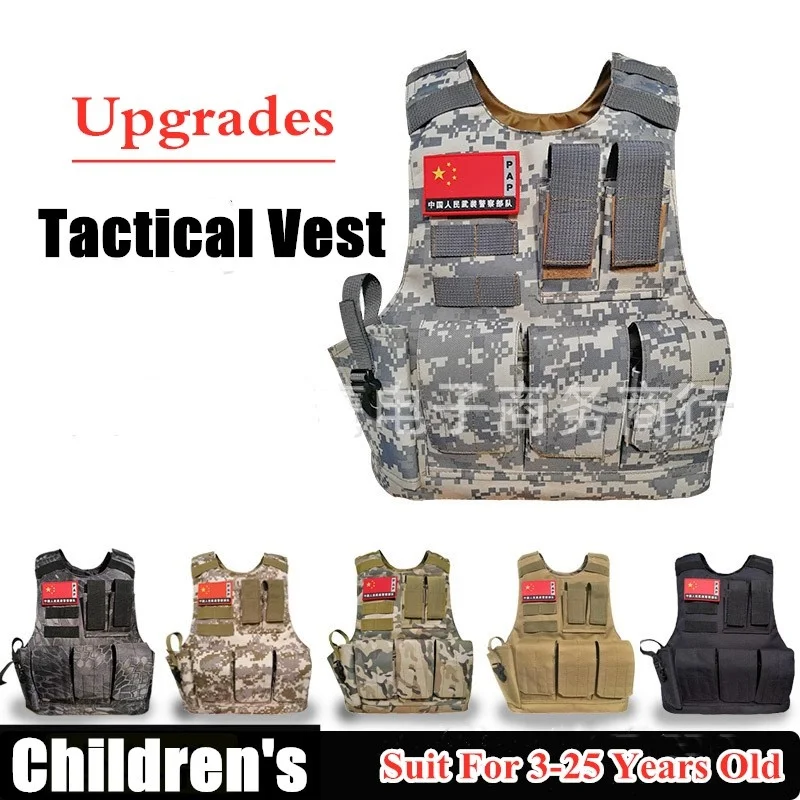 

Childrens CS Combat Tactical Vest Military Equipment Clothes Body Armor Protective Waistcoat Outdoor Summer Camp Training