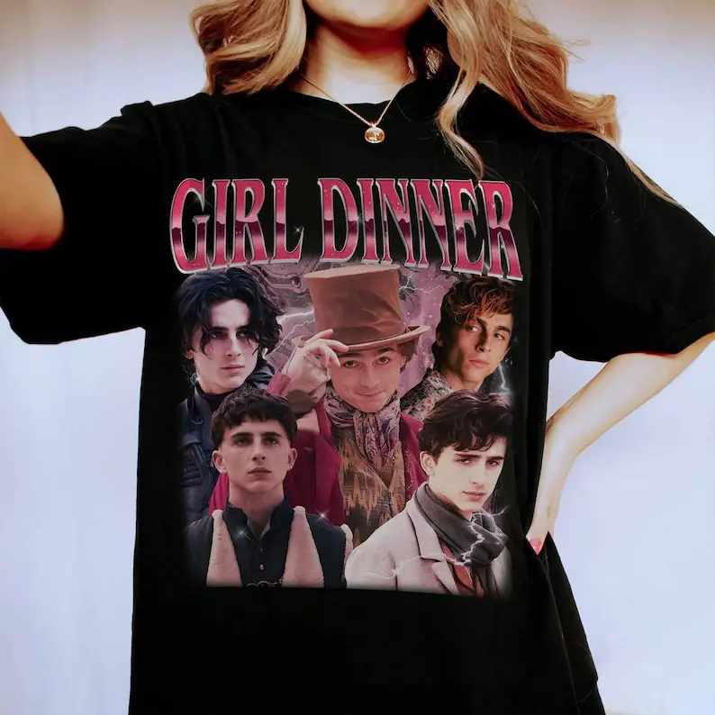 

Girl Dinner Timothée Chalamet Shirt Vintage Timothee Chalamet Bootleg Shirt