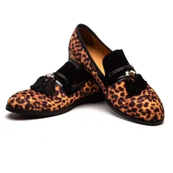 Men Loafers Shoes Slip on Moccasins Plus Size 40-47 Flats Casual Shoes Man Party Leopard Print Dress Wedding Shoe Zapatos Hombre