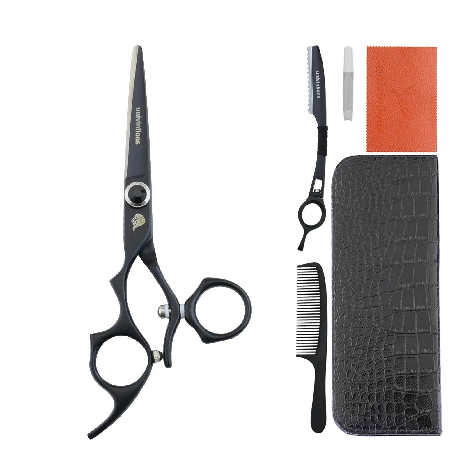 5.5 Inch Left Hand Cutting Scissors Lefty Barber Accessories Left Handed Rotating Thumb Scissors Rotary Straight Flying Shears