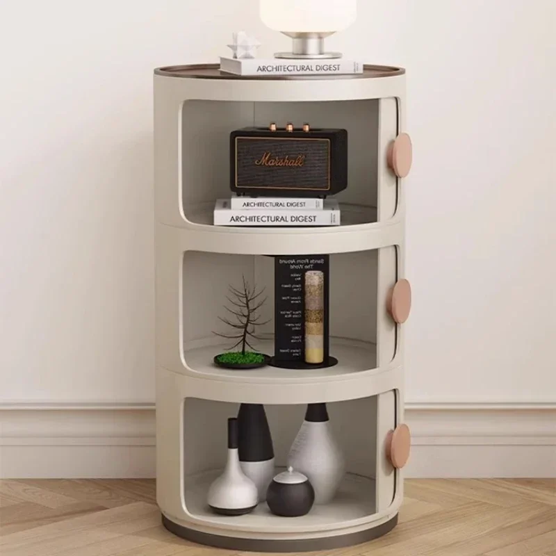 Nordic Bedside Table Circular Nightstand with Storage Space-Efficient Plastic Organizer for Modern Bedrooms image 5