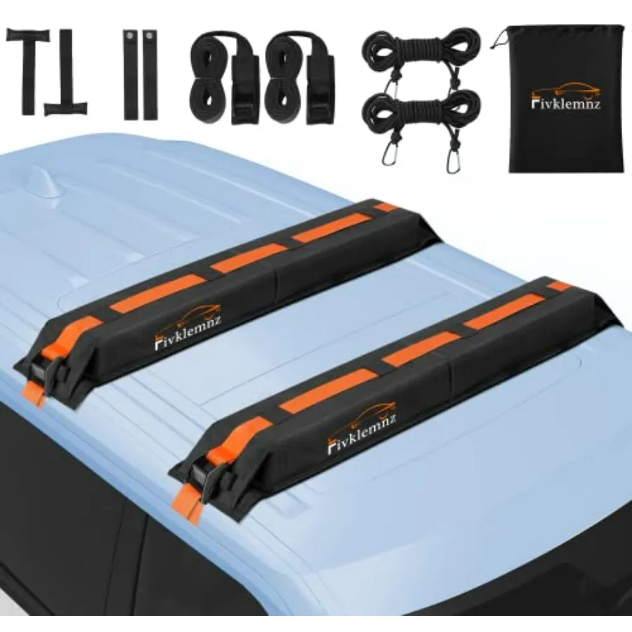 

Soft Roof Rack Pads Universal Car Rooftop Luggage Carrier Ccity Load 176lb for Kayak Surfboard SUP Canoe with Tie Down Strap PP