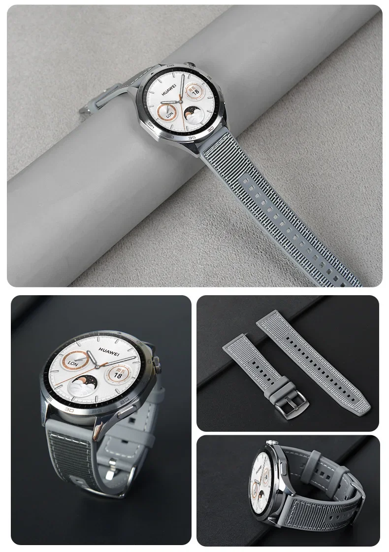 22mm Silicone+Woven Strap For Huawei Watch GT6 Pro GT5 GT4 46mm Official Nylon Braided Bracelet Band Huawei Watch 5/4/3 Pro Belt