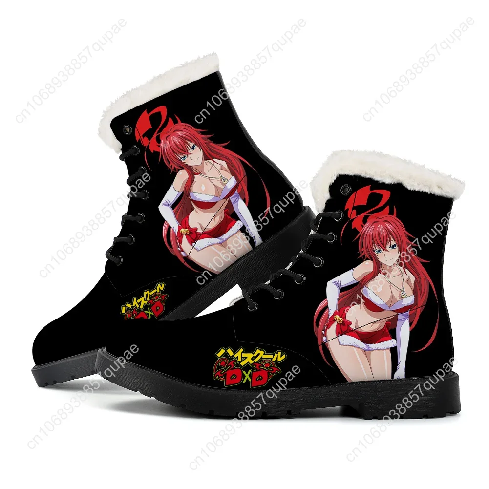 High School DxD Rias Gremory Plush Boots Cartoon Men Women Teenager Casual Shoes Outdoor Keep Warm Footwear Couple Custom Shoe 2