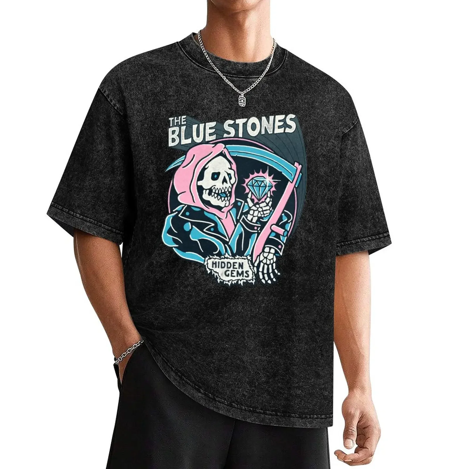 The blue stones - Hidden Gems - logo T-Shirt anime clothes vintage graphic t shirts customizeds mens t shirt