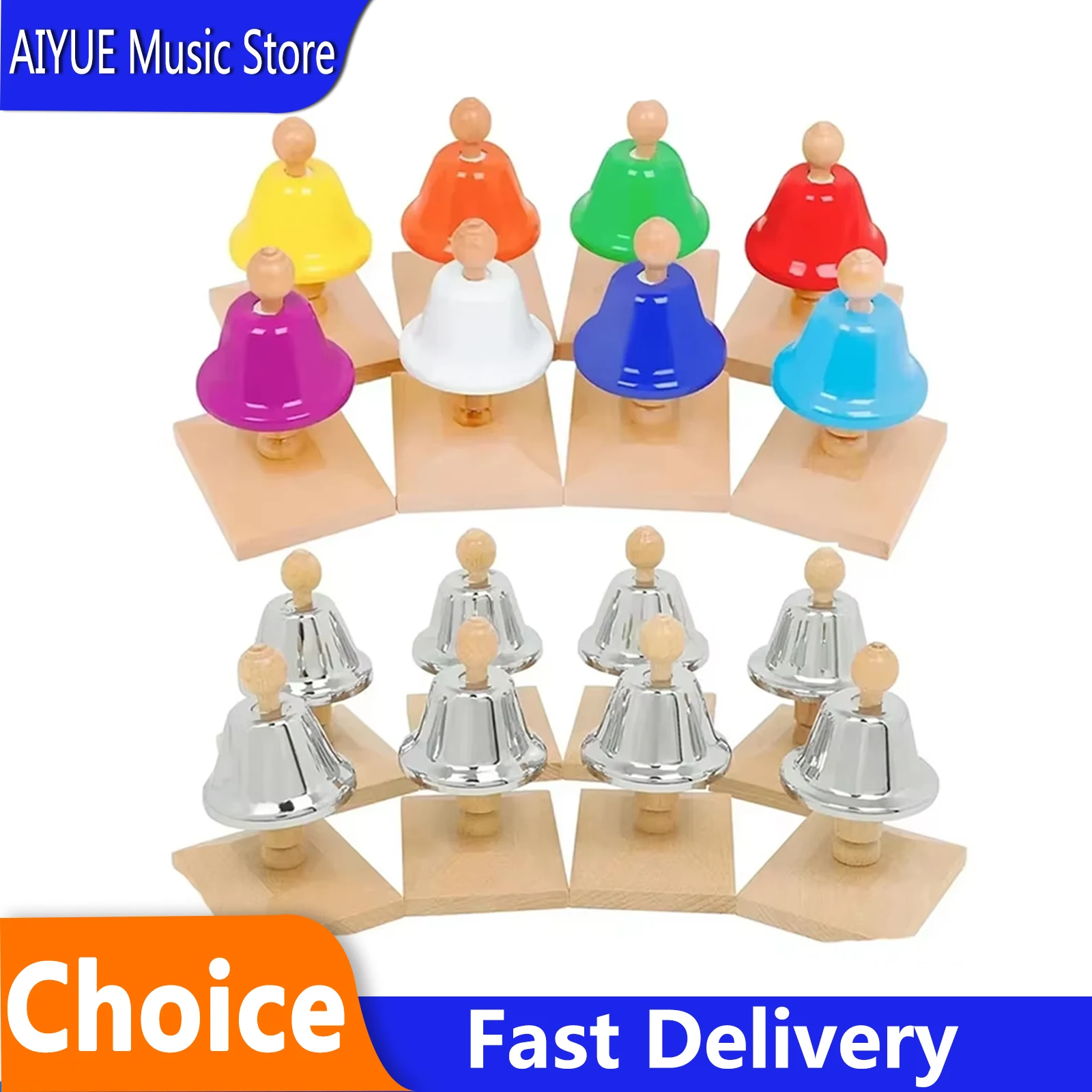 

8 Note Hand Bell Wind Desk Musical Bells Set Children Gifts Baby Early Enlightenment Education with 2 Mallets Orff Instrument