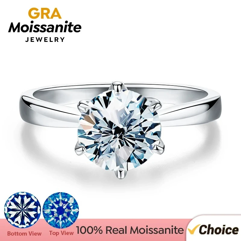 

﻿ GRA 0.5-1ct Real Moissanite Diamond Ring for Women 925 Sterling Silver Daily Wear Party Gorgeous High Quality Fine Jewelry