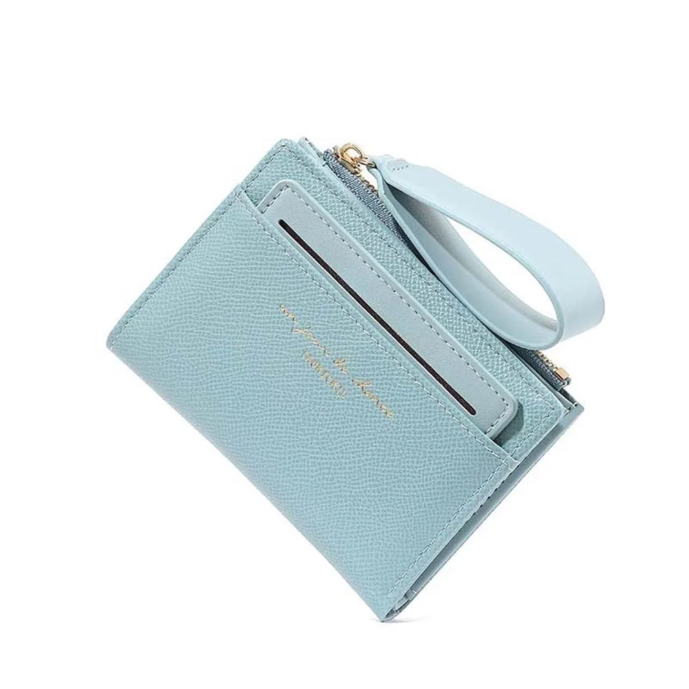

Portable Women Folding Wallet PVC Multiple Card Solid Color Card Bag Anti-Splash Water Classic Lady Short PU Purse Shopping