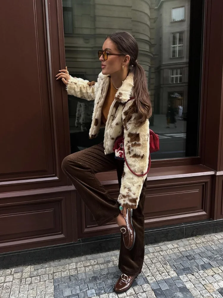 فو الفراء التلبيب التباين المرأة معطف كم كامل سستة سترة حريمي 2024 الخريف الشتاء أنيقة فضفاضة رشاقته الإناث أبلى