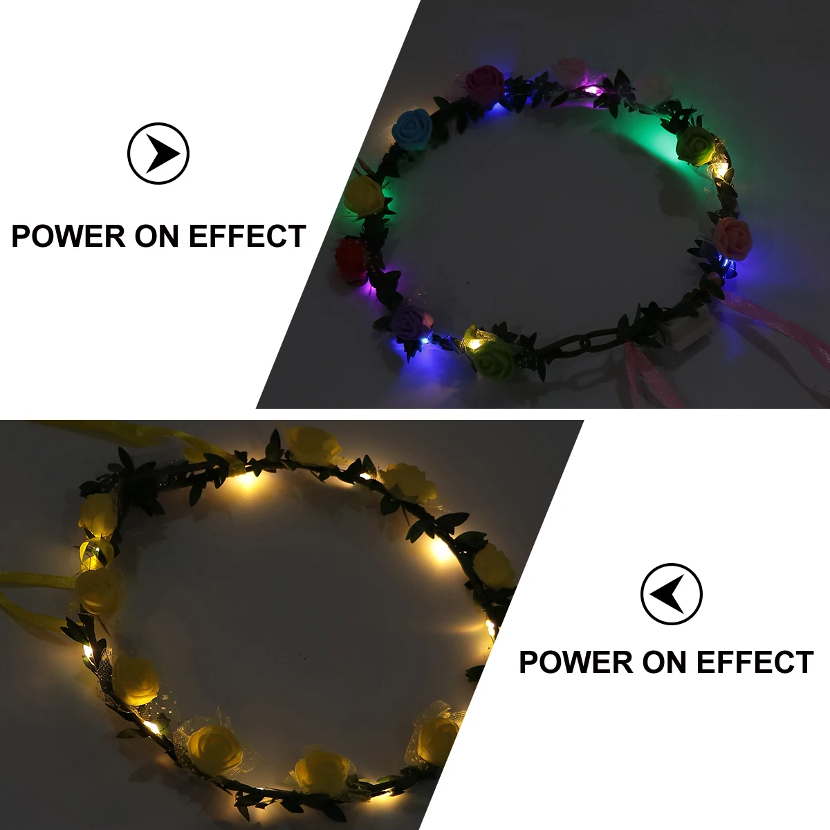 

6Pcs LED Flower Headband Glow Hair Wreath Elegant Accessories for Party Wedding Festival Costume Night Women Girls Hair