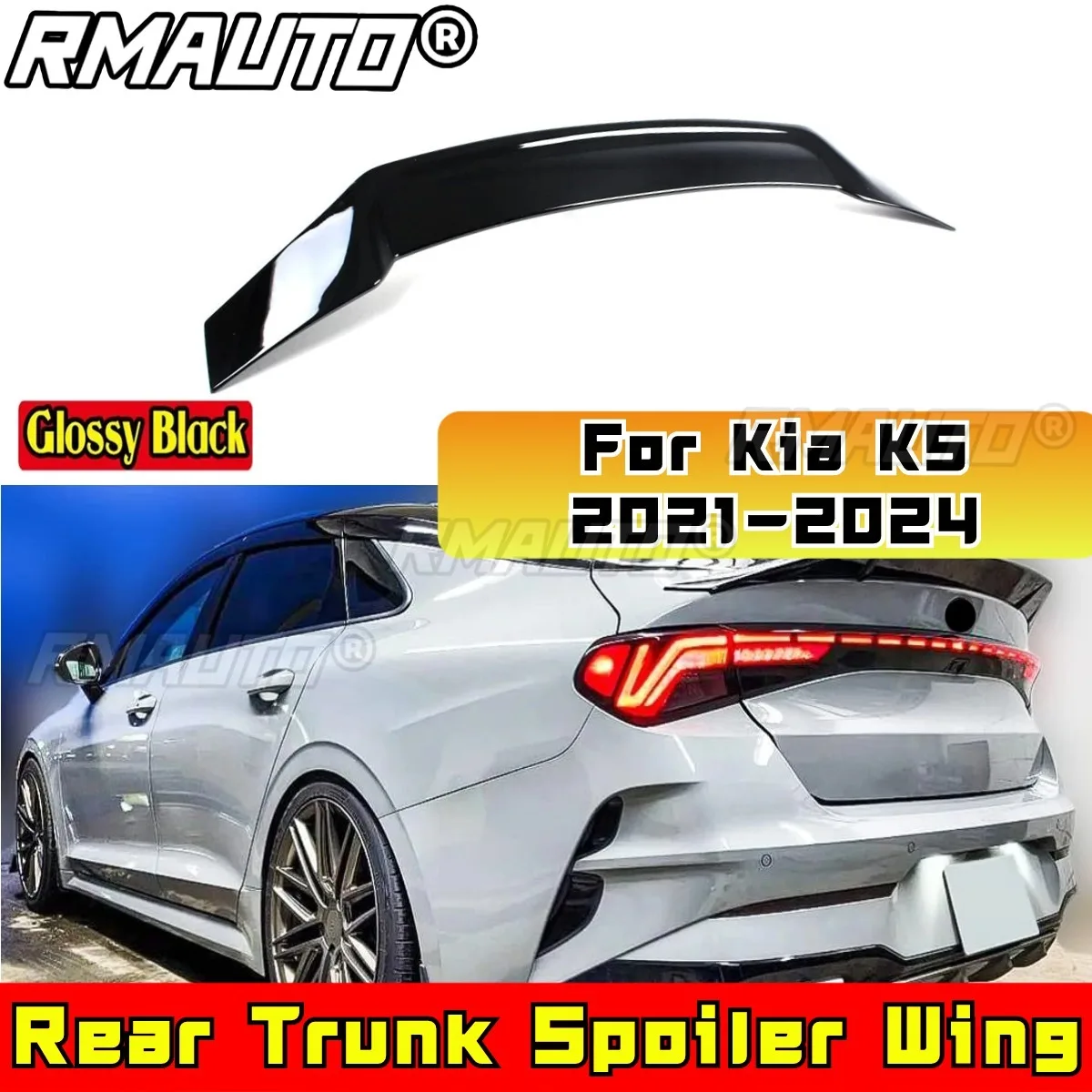 

For Kia K5 2021-2024 Rear Trunk Spoiler Wing Rear Roof Wing Rear Trunk Spoiler Body Kit Car Accessories