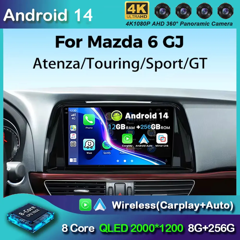 

Android 14 For Mazda 6 GJ Atenza 2012 2013 2014 2015 2016 2017 Carplay Auto Car Multimedia All-in-one Car Radio Video Player GPS