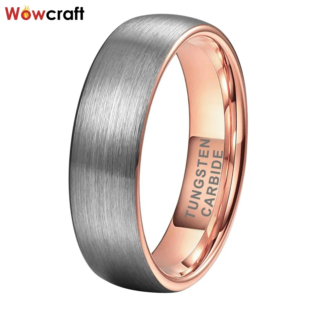 

6mm Fashion Jewelry Tungsten Carbide Ring Dropshipping Rose Gold Wedding Band Brushed Factory Wholeasle I Love You Engraved