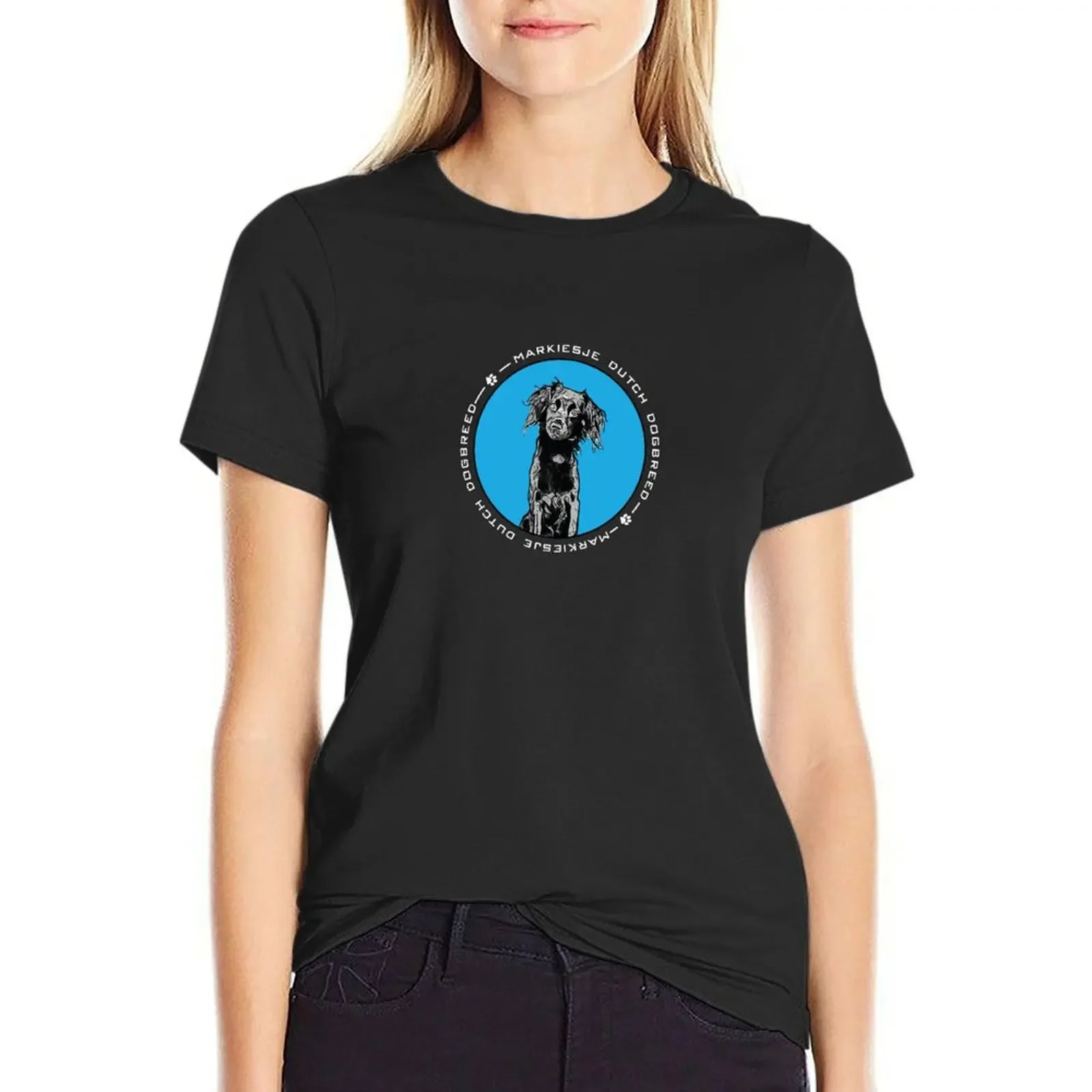 

markiesje dutch dogbreed T-Shirt lady clothes blacks summer tops clothes for Women