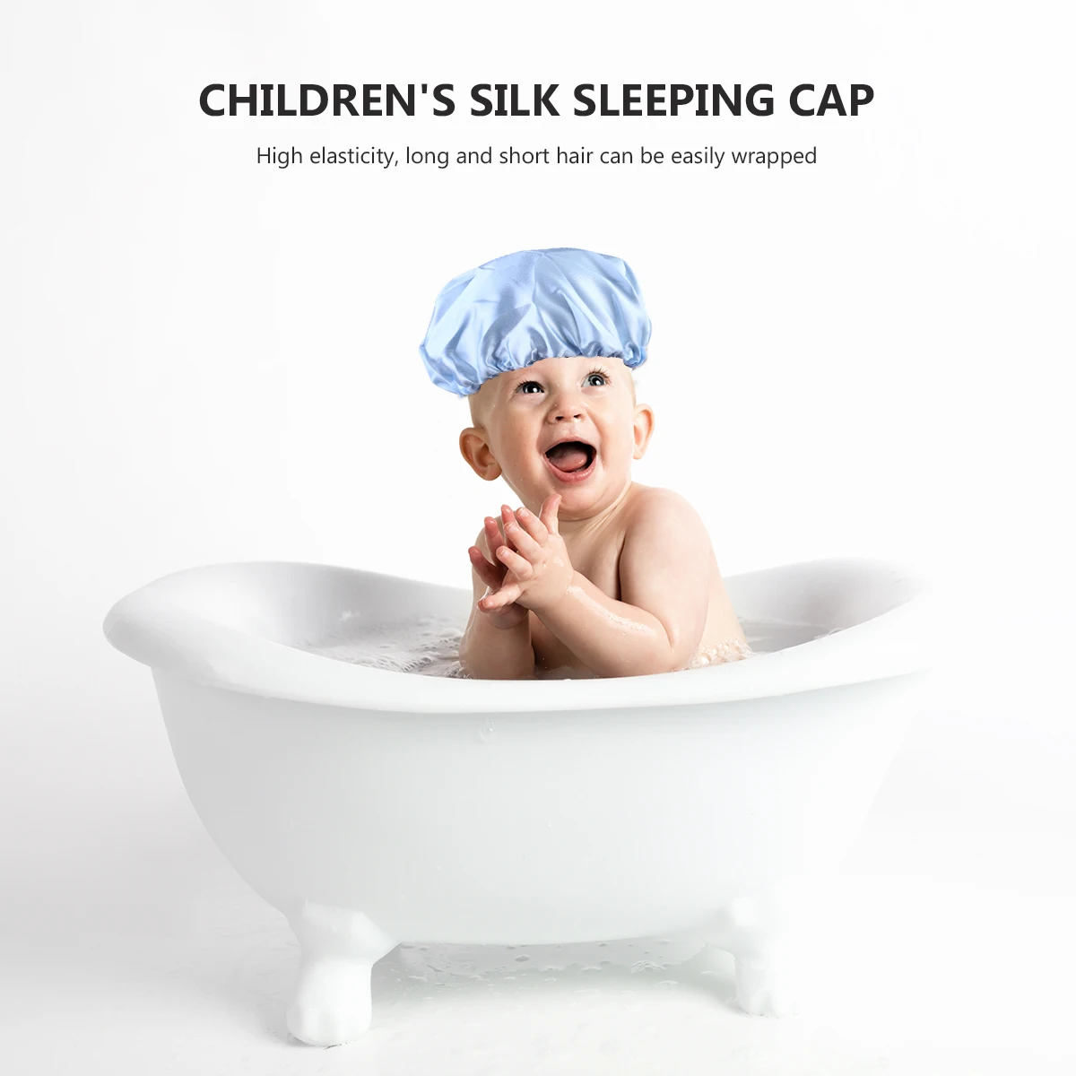 

3Pcs Kids Sleeping Hats Satin Elastic Adjustable Drawstring Hair Caps for Children Baby Sleep Bath Protective