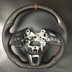 100% Carbon Fiber/Leather Steering Wheel For Mazda 3 Axela Mazda 6 CX-4 CX-5