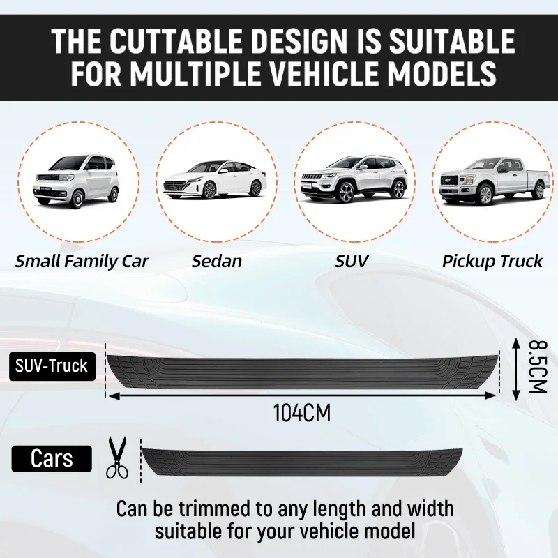 العالمي مانع صدمات خلفي للسيارة حامي مقاومة للخدش جذع عتبة الحرس دائم المطاط PVC حافة غطاء الكسوة اكسسوارات التصميم #5