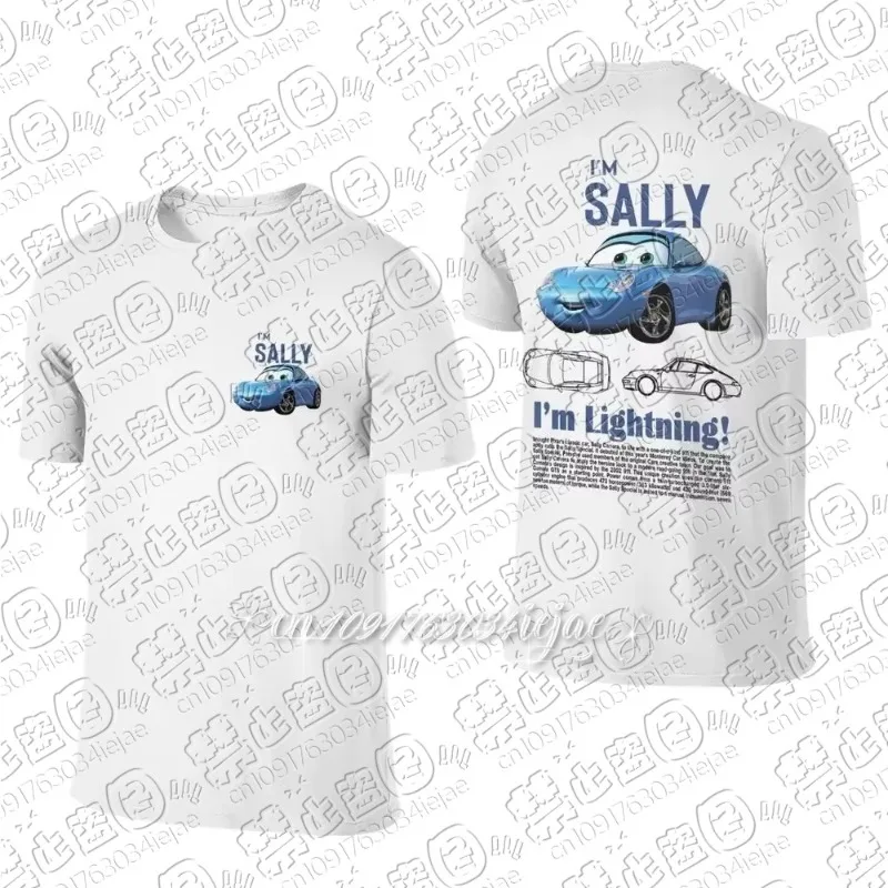 

Женские футболки с принтом Lightning McQueen Galaxy Cars — забавные хлопковые наряды для пар с короткими рукавами и круглым вырезом, дизайн спереди и сзади