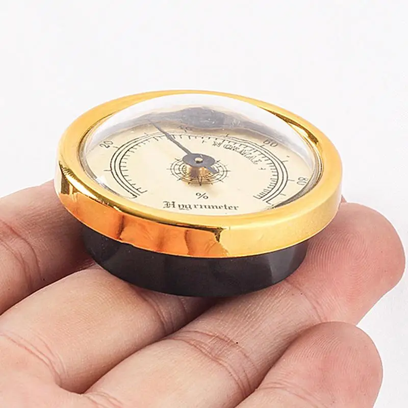 1pcs Brass Analog Hygrometer 45mm Mechanical High Accuracy Analog Humidor Hygrometer With Back Magnet Humidity Tester For Guitar