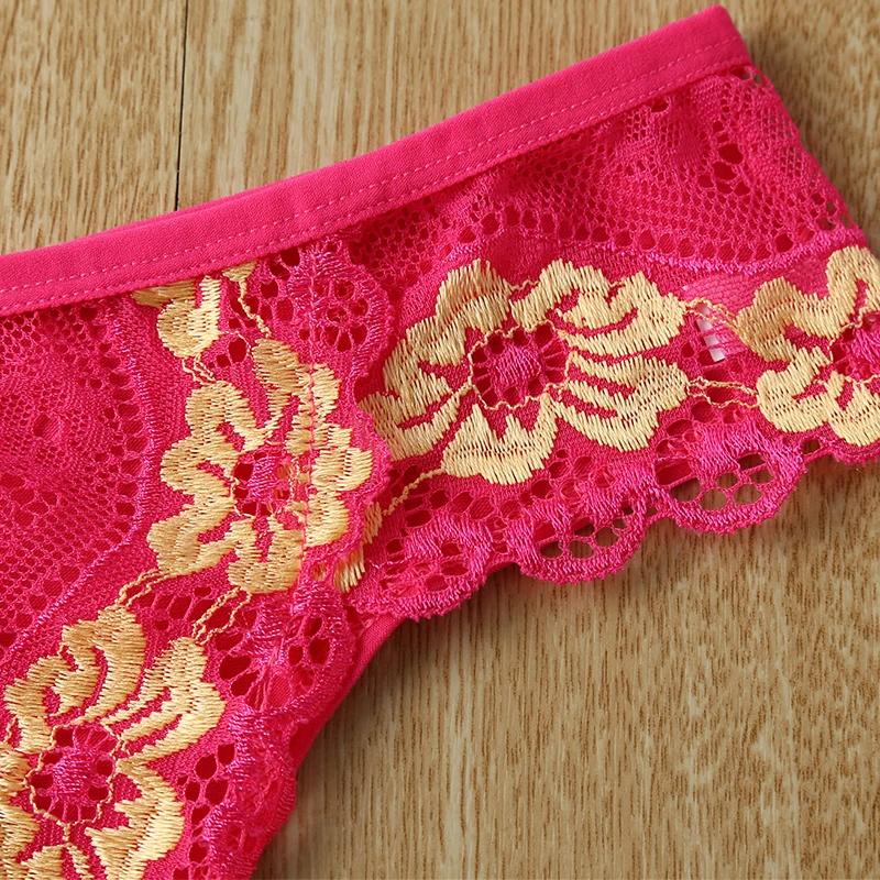 BANNIROU 1Pcs Cotton Panties Thongs Underwear For Women Embroidery Floral Sexy Female T-back Underpants Ladies Intimates