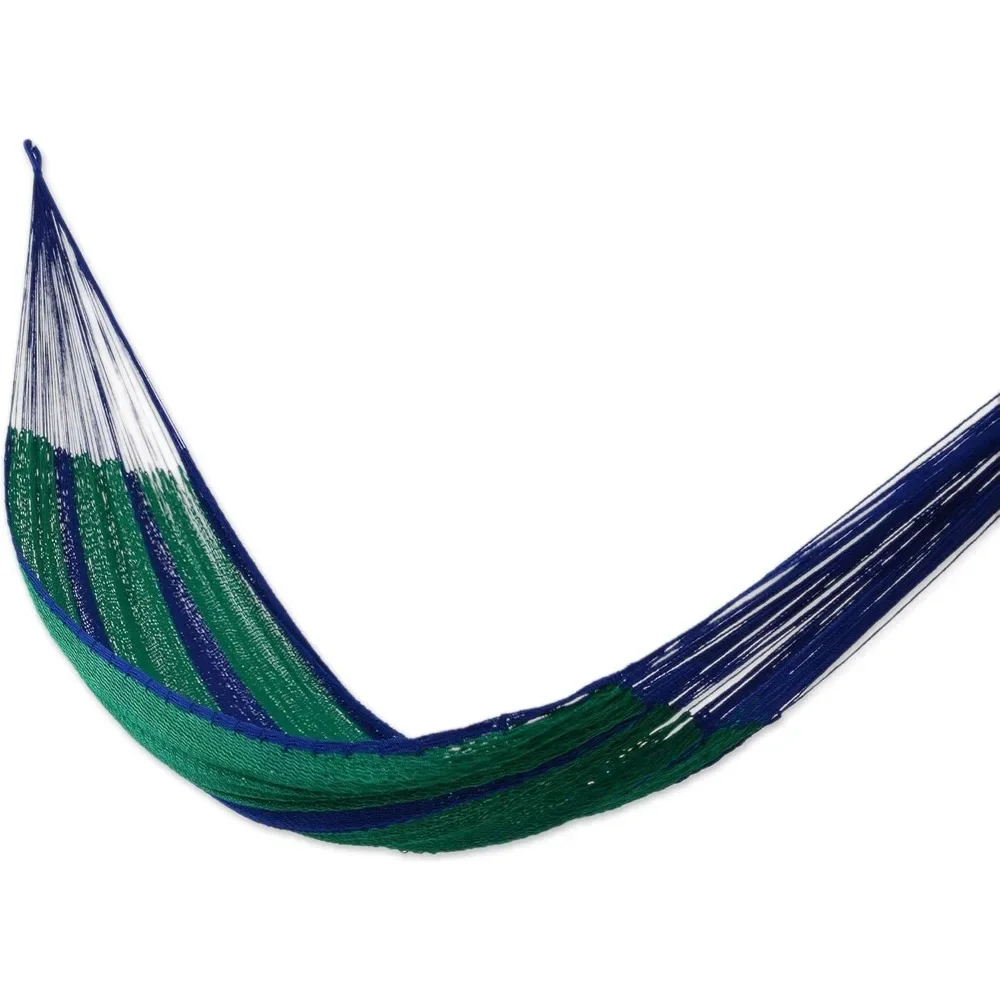 

Purple Green Teal Hand Woven Nylon Mayan 2 Person XL Rope Hammock, Royal Pheasant' (Double)|