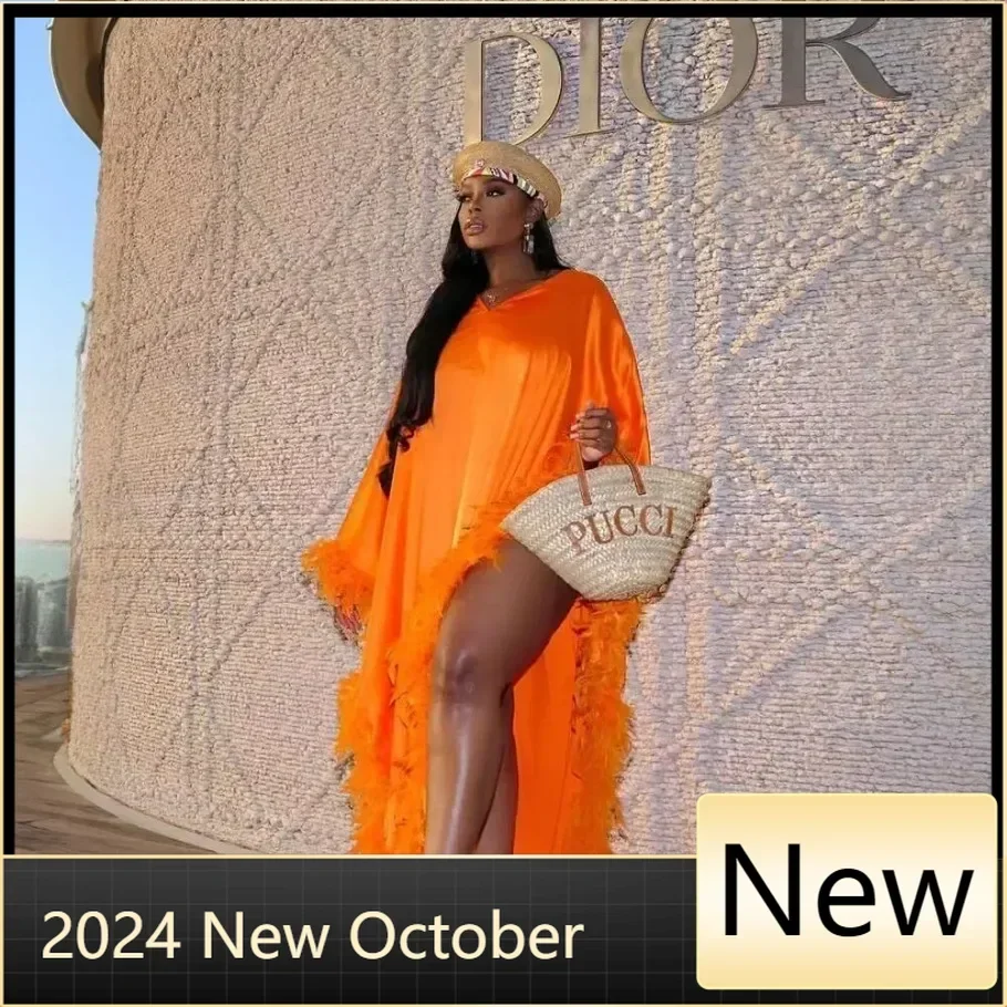 

Модное праздничное платье из искусственного шелка с перьями, женские африканские платья для женщин, платья для женщин 2024, женская вечерняя одежда, длинная Абая