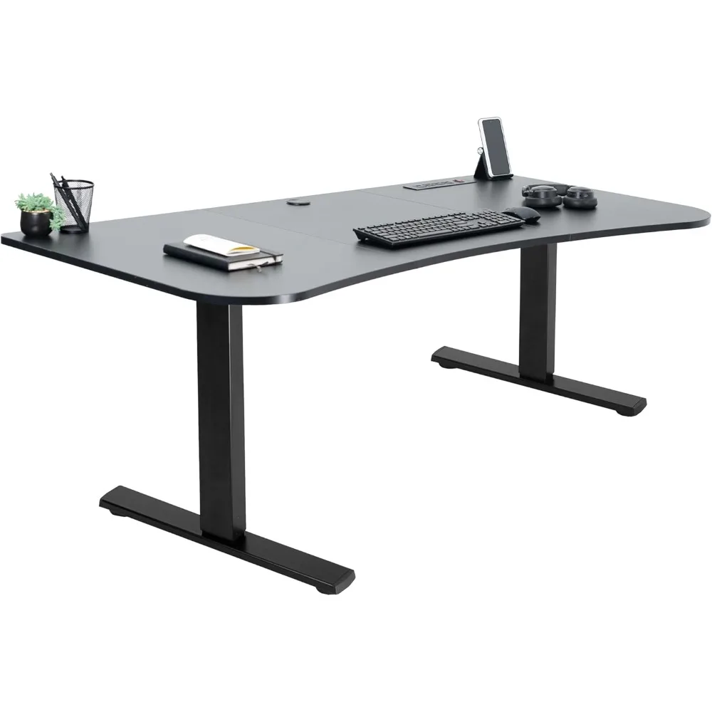 

63 x 32 inch Standing Desk Workstation with Built-in Power Strip, Memory Controller Height Adjustment, 1B Series, Black Top