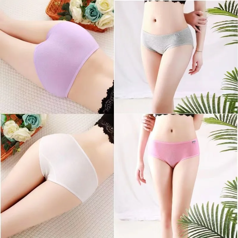 7PCS Cotton Panties Women Comfortable Underwears Sexy Middle-Waisted Underpants Female Lingerie Big Size Ladies Briefs L-2XL