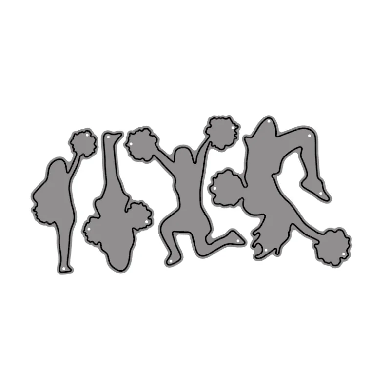 4Pcs/set Cheerleaders Metal Cutting Dies Scrapbooking Mold Knife Stencil Die Cuts Card Making Craft Embossing New Dies Stencils
